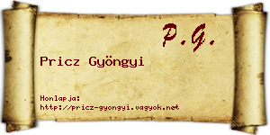 Pricz Gyöngyi névjegykártya